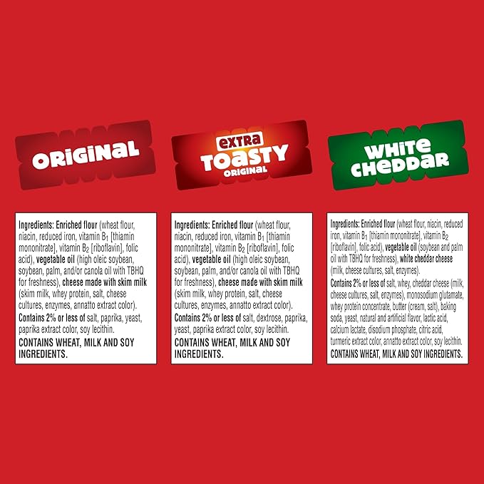 Cheez-It Cheese Crackers, Baked Snack Crackers, Lunch Snacks, Family Size, Variety Pack (3 Boxes)