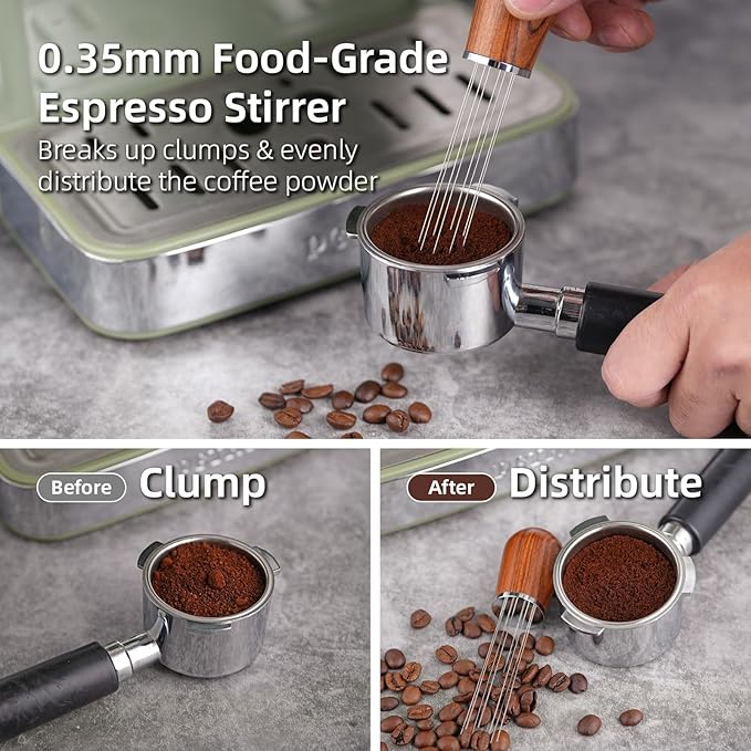 53.5mm Espresso Accessories Kit,316 Stainless Steel WDT Tool Espresso,Dosing Funnel and Puck Screen Set竊똄spresso Distribution Tool,Espresso Coffee Stirrer for Barista
