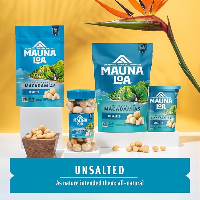 Mauna Loa Premium Natural Roasted Macadamia Nuts, Unsalted Flavor, 7 Oz Bag