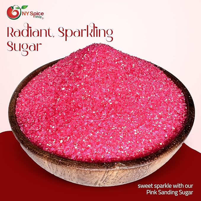 NY Spice Shop Pink Sanding Sugar - 8 Ounce Sweet Colorful Edible Sprinkles For Candy Dish - Sugar Sprinkles For Cake Decorating Cookies Basket & Dishes