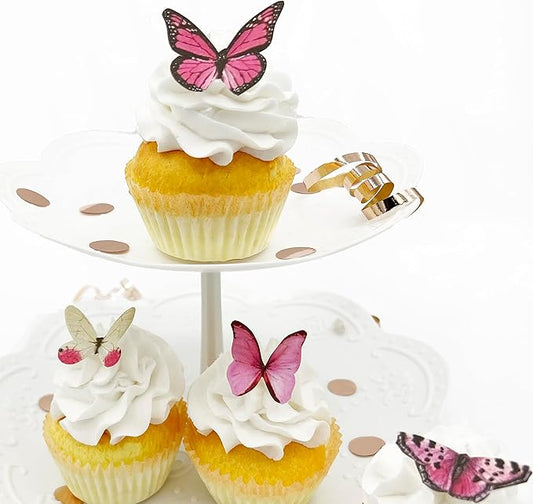 Sugar Robot Inc. Edible Butterflies for Cake Decorating - Small Size, Premium Crafted in the USA - Butterfly Cake and Cupcake Toppers, Decoration (Pink)