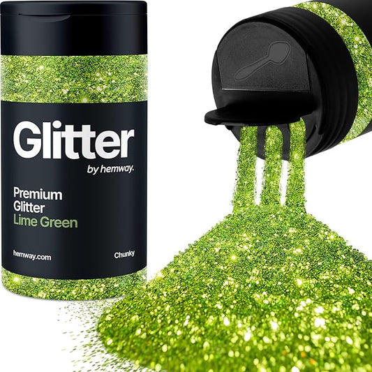 Hemway Premium Glitter Shaker - Lime Green | 130g Chunky Metallic Flake Sequins for Resin & Epoxy Crafts | Craft Supplies for Tumblers, Festival, Art