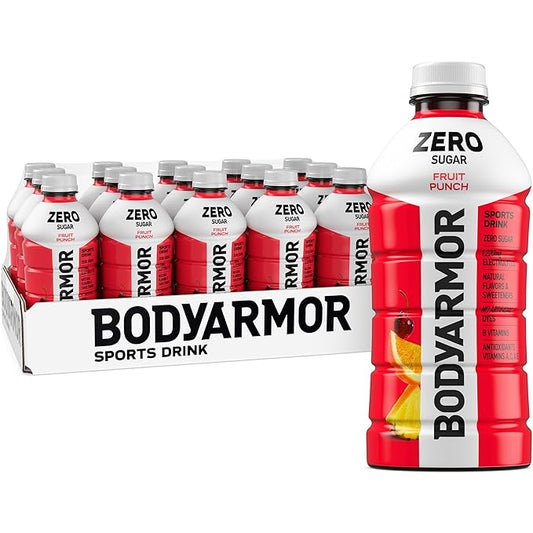 BODYARMOR ZERO Sugar Fruit Punch, Sugar Free Sports Drink - Low-Calorie Hydration - Natural Flavors with Potassium Packed Electrolytes, Antioxidants, and B-vitamins, 28 fl oz (Pack of 15)
