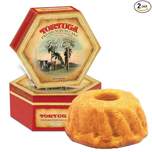 TORTUGA Caribbean Flor de Cana Rum Cake - 16 oz Rum Cake - 2 Pack - The Perfect Premium Gourmet Gift for Gift Baskets, Parties, Holidays, Birthdays and make an Excellent Father’s Day Gift