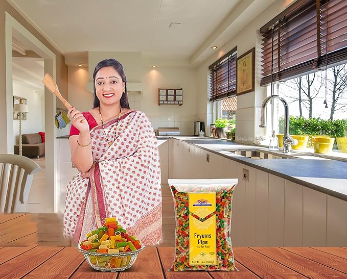 Rani Far Far/Fryums (Wheat & Tapioca Pellet) Round/Pipe Shape 14oz (400g) ~ Vegan, Kosher, Uncooked, Used to Make Papad, Bhungra/Chip Snack