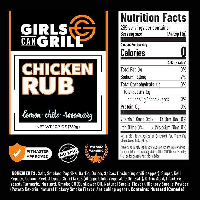 Girls Can Grill Chicken Rub | Award Winning Barbecue Seasoning for Chicken, Turkey, Duck, Poultry and Vegetables | 10.2 oz