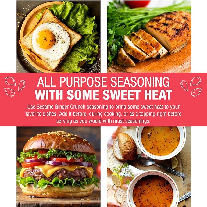 Sesame Ginger Crunch XL 11 oz. All Purpose Seasoning Blend with Garlic and Some Sweet Heat