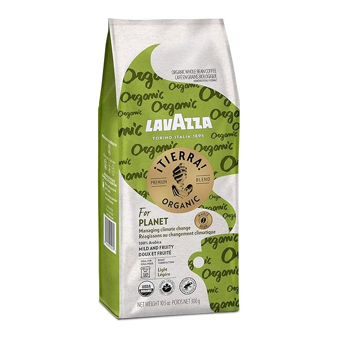 Lavazza 징Tierra! Organic Planet Whole Bean Coffee, Light Roast, 10.5 Oz