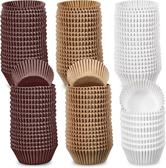 Zonon 1000 Counts Cupcake Liners for Baking Liners Paper Cupcake Wrappers Bulk Cup Cake Cases Muffin Baking Paper Cups for Candy Cooking(Brown White Nature,1.97 Inch-Standard Size)