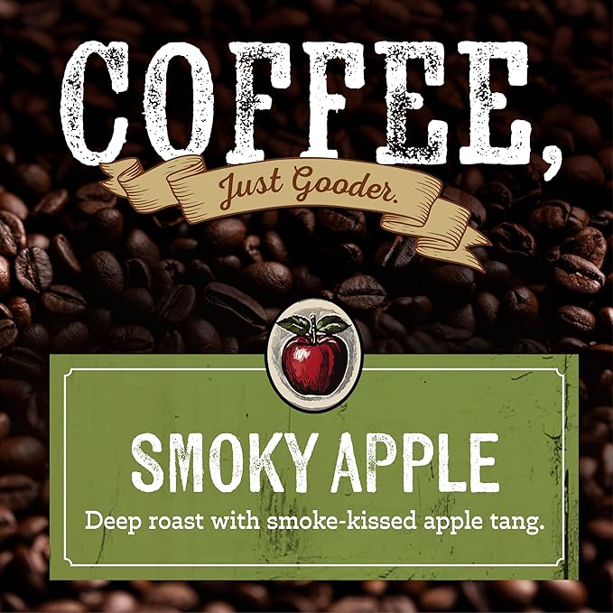 Rufus Teague Smoky Apple Flavored Ground Coffee, Gourmet Fresh Dark Roasted Coffee, Smoke Roasted Java, Medium Grind, 12 oz Bag, 2-Pack