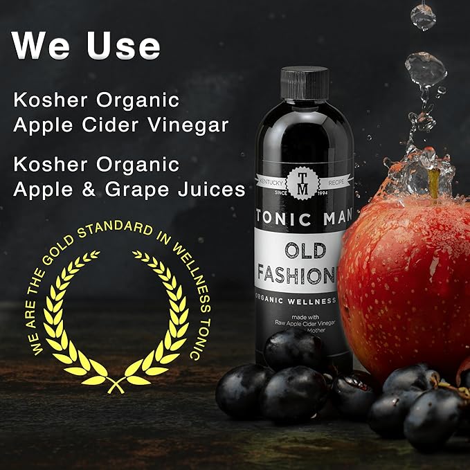 Tonic Man Old Fashioned Organic Wellness Herbal Tonic Made with Raw Apple Cider Vinegar Organic Herbs and Spices Energize Body | Immunity Booster Non-GMO 16oz Bottle (Pack of 16)