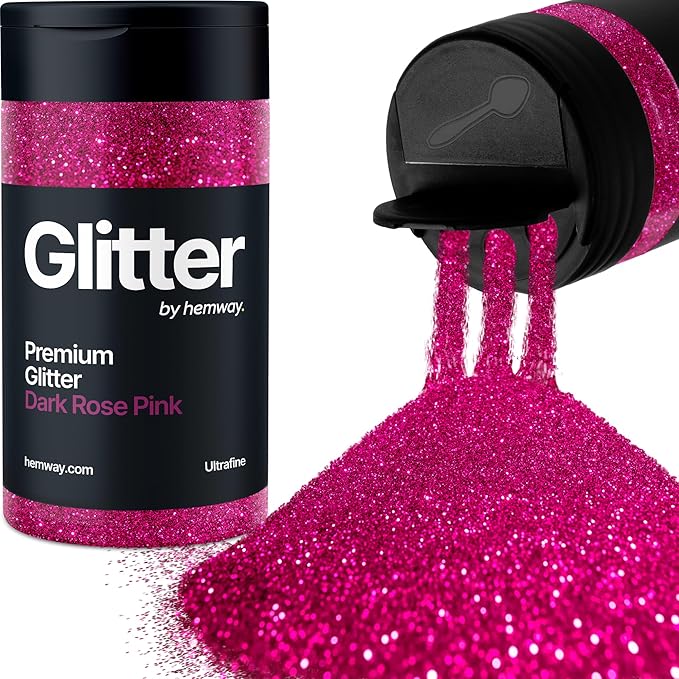 Hemway Premium Glitter Shaker - Dark Rose Pink | 130g Ultrafine Metallic Flake Sequins for Resin & Epoxy Crafts | Craft Supplies for Tumblers, Festival, Art