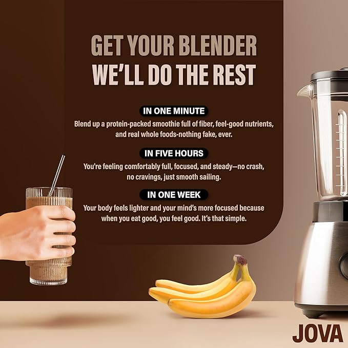 JOVA Mocha Protein Smoothie Kit | 25g Protein, 8g Fiber | Real Whole Food Ingredients | Delicious Mocha Flavor, No Sugar Added | Non-GMO, Gluten-Free | 6-Pack | Made in USA