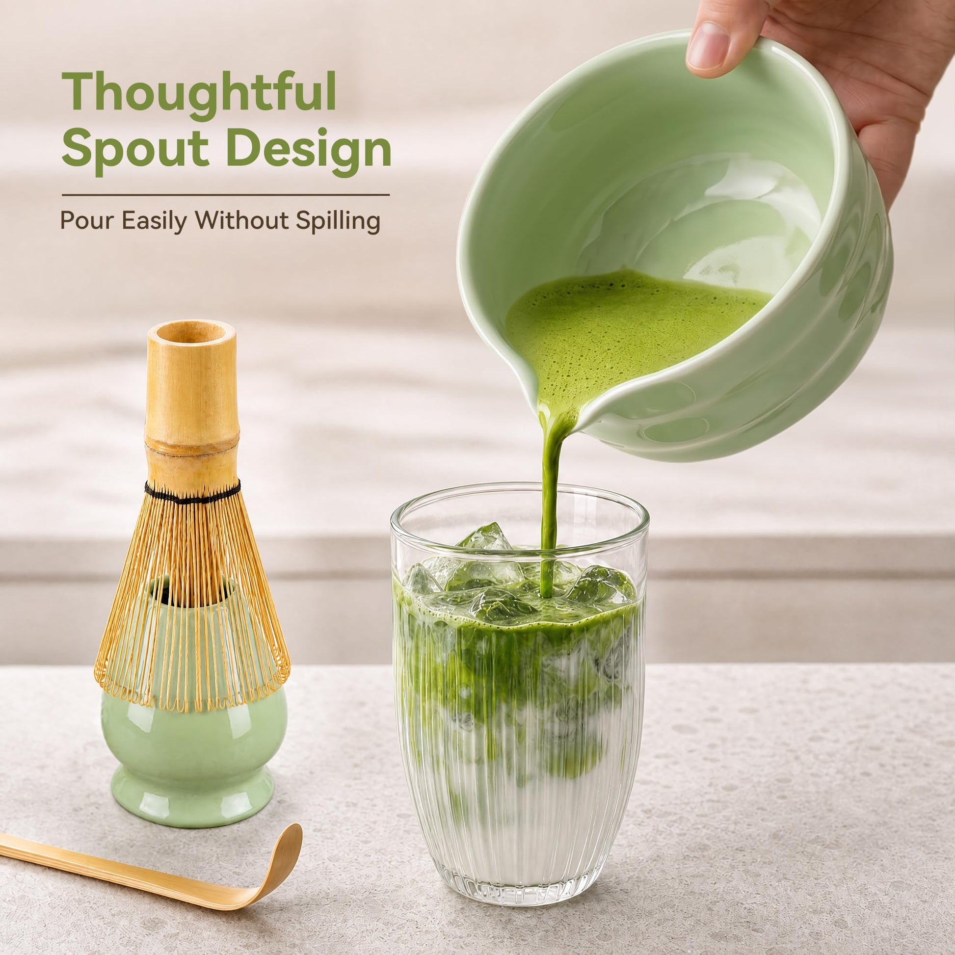 Matcha Whisk Set with Ceramic Bowl - Complete Matcha Making Kit, Bamboo Whisk (Chasen), Whisk