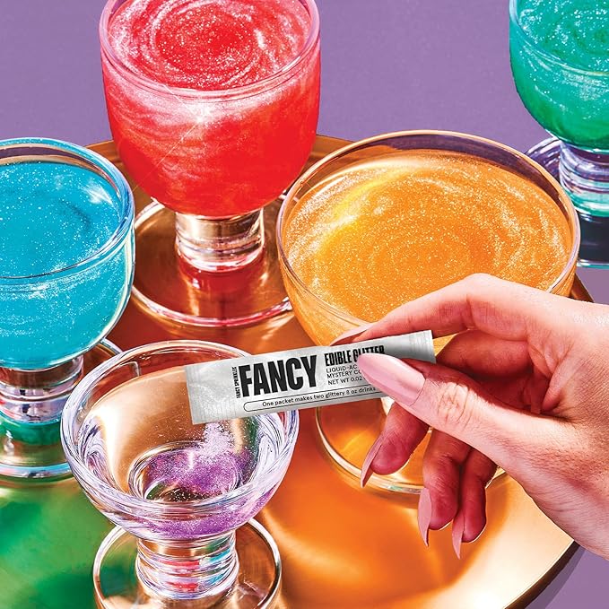 Fancy Sprinkles Mystery Colors Edible Glitter Packets Portable & On-The-Go for Sparkling Drinks, Champagne, Cocktails, Wine, Beer, & more (3 Pack)
