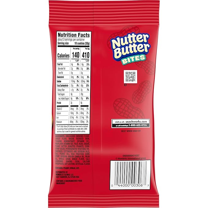 Nutter Butter Bites Peanut Butter Sandwich Cookies, 12 - 3 oz Bags