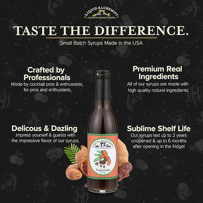 Liquid Alchemist Tamarind Syrup for Cocktails - Real Ingredients Make our Tamarindo Syrup the Perfect Spicy Margarita Mix - Made with Fresh Tamarind Puree & All Natural Tamarind Concentrate (12.7 oz)