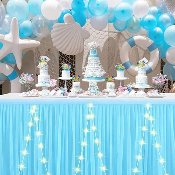 1 Pack Mermaid Cake Topper Happy Birthday Cake Pick Ocean Sea Seahorse Starfish Mermaid Tail Cake Decoration for Summer Baby Shower Kids Birthday Party Supplies Gold