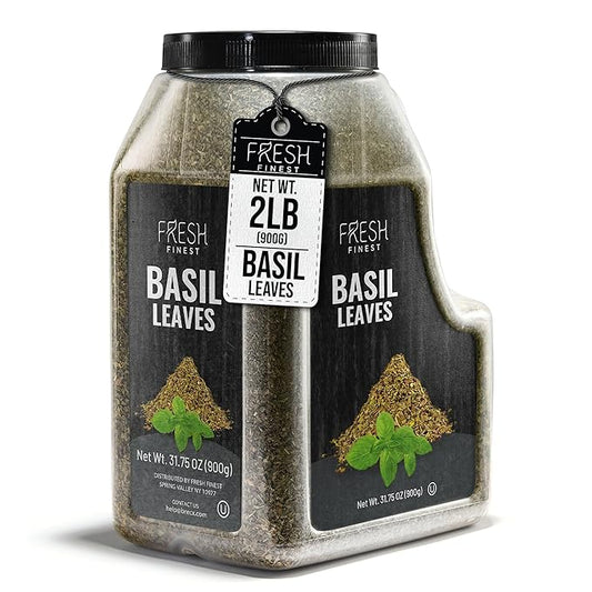 Fresh Finest Basil Leaves Spice Bulk 2 LB (31.75 oz) ??Premium Dried Sweet Basil Bulk, Non-GMO, Kosher, Gluten-Free, Vegan-Friendly Culinary Herb