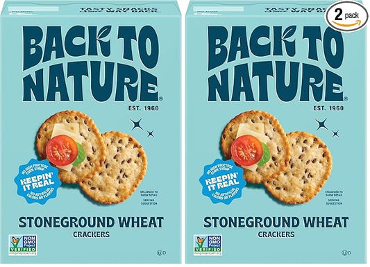 Back to Nature - Stoneground Wheat Crackers - Made with Wholesome Ingredients like Whole Grains and Flax Seed - Non-GMO - 5 Ounce (Pack of 2)