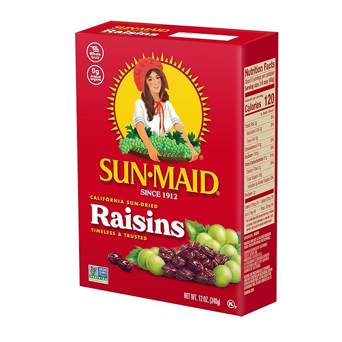 Sun-Maid California Sun-Dried Raisins - (12 Pack) 12 oz Sharing-Size Box - Dried Fruit Snack for Lunches, Snacks, and Natural Sweeteners
