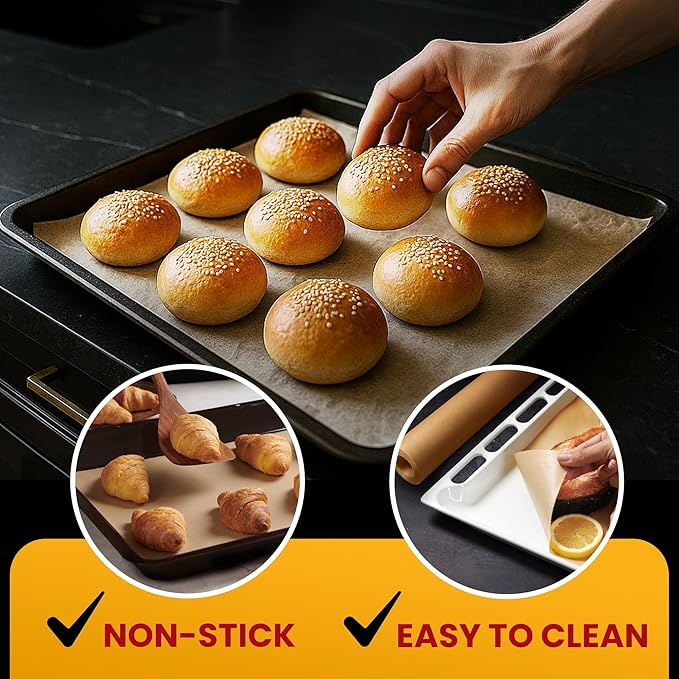 260 Sq.Ft Unbleached Parchment Paper for Baking ??Roll with Cutter, Heavy Duty Non-Stick Brown Parchment for Baking, Cooking, Grilling, Steaming and Air Fryer, 15in x 210ft by Baker?™s Signature