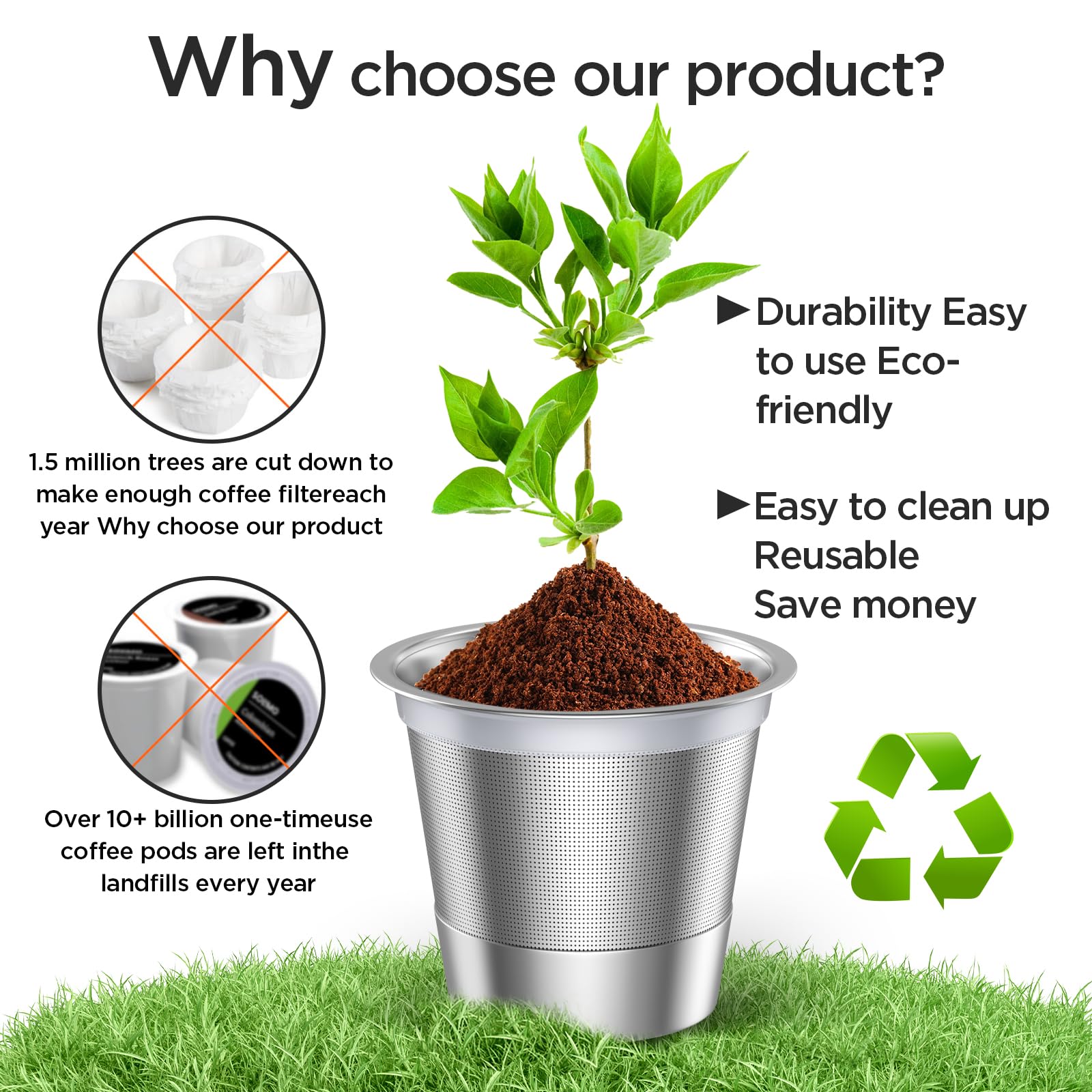 Reusable k Cups for keurig 2.0 1.0,Universal stainless steel Refillable k Cups Filter Use for