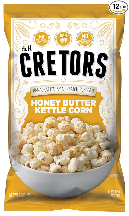 G.H. Cretors Cretors Honey Butter Kettle Corn, 7.5 Oz Bags (Pack Of 12)