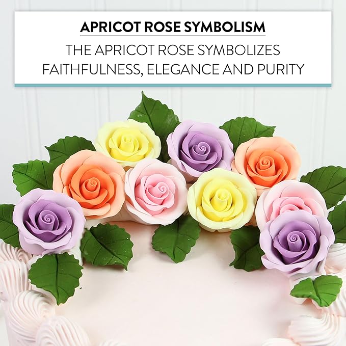 Global Sugar Art Premium Edible Roses, Peach, Unwired, Medium 1.5 inches, 12 Count by Chef Alan Tetreault