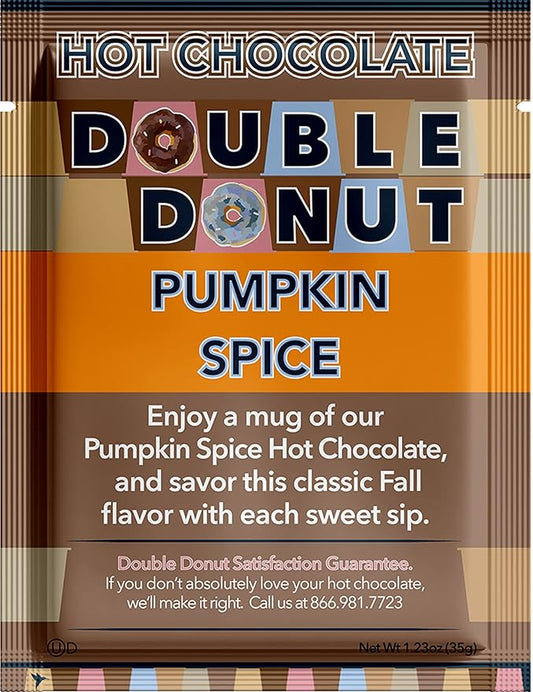 Double Donut Pumpkin Spice Hot Chocolate Mix Packets, Flavored Pumpkin Spice Hot Cocoa Mix, 128 Count