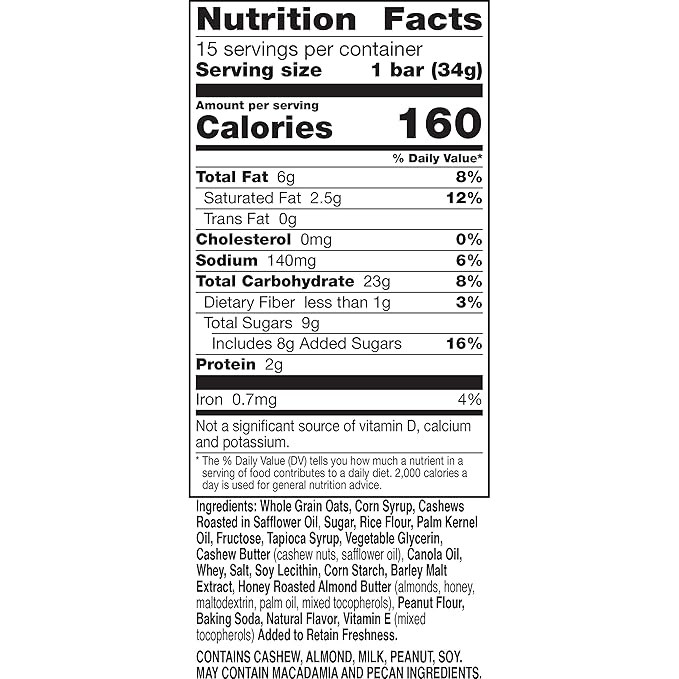 Nature Valley Sweet and Salty Nut Granola Bars, Cashew, 15 Bars, 18 oz