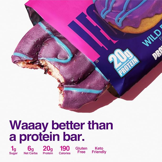 Legendary Foods 20g Protein Wild Berry Sweet Roll - Premium High Protien Bars, Low Carb Meal Replacement Snack, Low Glycemic Index, Gluten Free Snacks - Zero Sugar, Keto and Diabetic Friendly 8-Pack