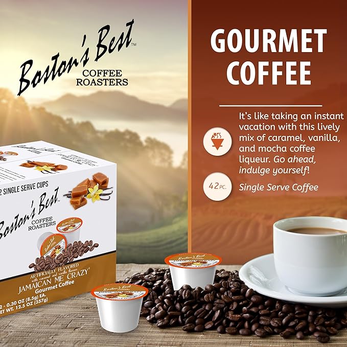 Boston’s Best - Jamaican Me Crazy Flavored Coffee, Delicious Gourmet Compatible with Keurig Coffee Maker, 1 Count (42 Single Serve Cups)