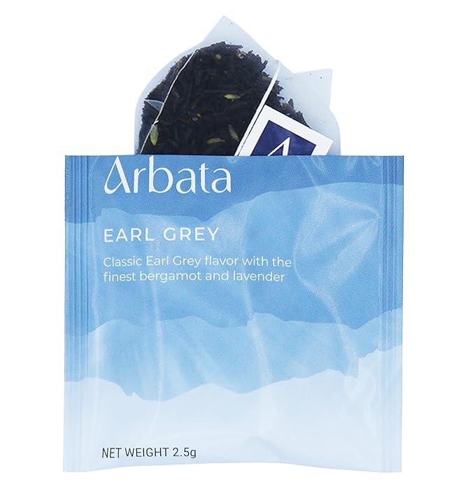 Arbata Earl Grey Tea, 12 Pyramid Tea Bags Caffeinated Black Tea, Artisinal Naturally Flavored Earl Gray Tea with Bergamot Oil and Lavender