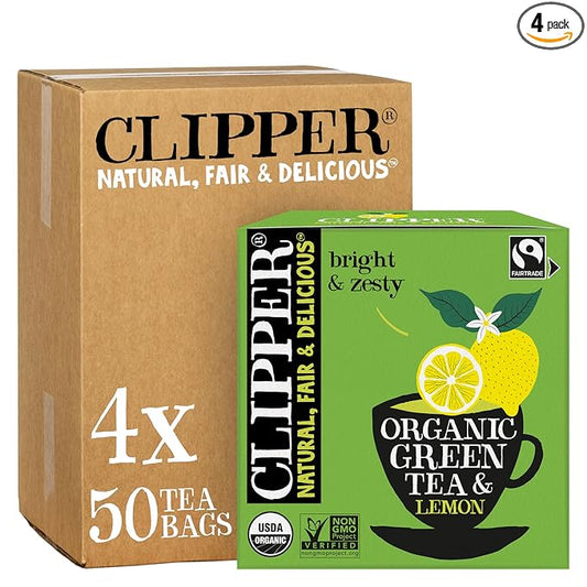 Clipper Tea Green Tea & Lemon Teabags ??USDA Organic, Great Hot or Iced ??Bright, Zippy, Natural, Fair & Delicious ??200 Tea Bags
