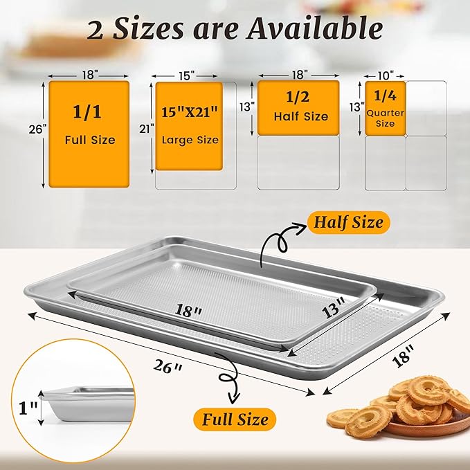 12 Pack Half Size Aluminum Perforated Baking Sheet Pan, 13"×18" Cookie Sheets For Oven in Bakery, Restaurant & Kitchen