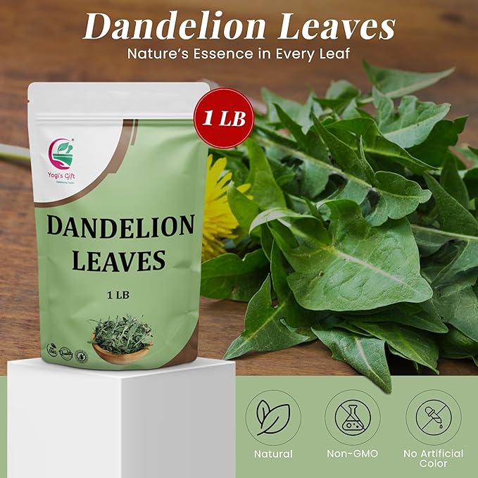 Dandelion Leaves 1 LB, 100% Natural & Pure, Ideal for Dandelion Tea, Herbal Blends & Wellness Uses, 1 LB Bulk Pack, Resealable Bag for Freshness - By Yogi?™s Gift®
