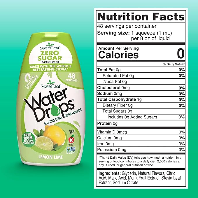 SweetLeaf Water Drops, Lemon Lime ??Water Enhancer, Sugar Free Stevia Water Flavoring Drops, 1.62 Oz Ea (Pack of 6)