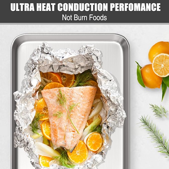 Baking Sheet Cookie Sheet Set of 2, Umite Chef Stainless Steel Baking Pans Tray Professional 10.39x8.07x1inch, Non Toxic & Healthy, Mirror Finish & Rust Free, Easy Clean & Dishwasher Safe