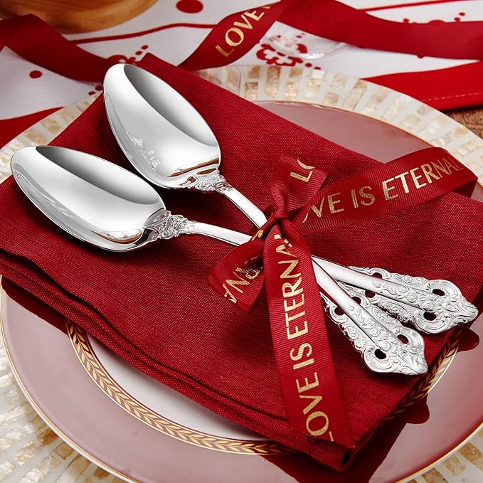 KEAWELL 2-Piece Gorgeous Large Serving Spoon, 18/10 Stainless Steel, Fine Large Serving Spoon, Sturdy Tablespoon, Dishwasher Safe, 9.4" (Silver)