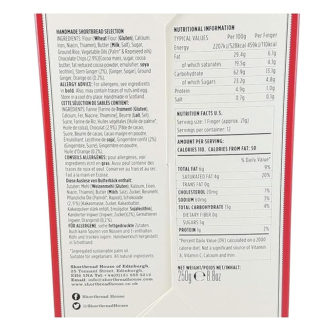 Shortbread House of Edinburgh Truly Handmade Shortbread Fingers, 8.8oz Selection Box (Pack of 2)