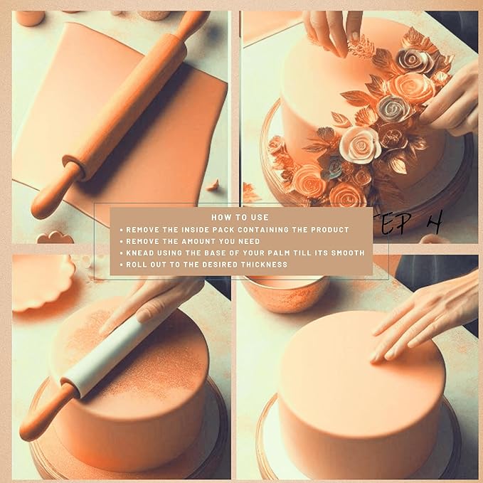 Confect Rose Gold Metallic | Fondant for Cake Decorating, Elegant Rose Gold Icing for Christmas Cakes, Cupcakes & Special Occasions | Vegan, Gluten-Free, Nut-Free, Palm Oil-Free ??8.8 Oz