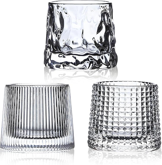 Flat bottom Crystal Whiskey Glasses, Small 5OZ Scotch Glasses Set of 3, Old Fashioned Glasses,Heavy Bottom Rocks Glasses for Drinking Bourbon, Rock,Cocktails竊늆mall Sizeç«?,<div>