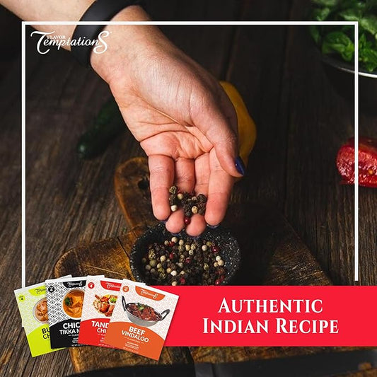 TIKKA MASALA, BUTTER CHICKEN, TANDOORI CHICKEN, BEEF VINDALOO INDIAN FOOD SPICES Beginner Seasoning Set by Flavor Temptations. Gluten free, Salt free. 4 Packs (Total 16 Servings)
