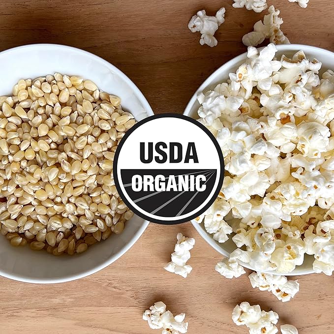 Organic White Popcorn Kernels 6 lb Bag, Non-GMO & Gluten Free, Sodium-Free, Pesticide-Free, Unsalted, Plant-Based, Sugar-Free, Old Fashioned Regenerative-Farmed Large Popcorn From Olde World Popcorn
