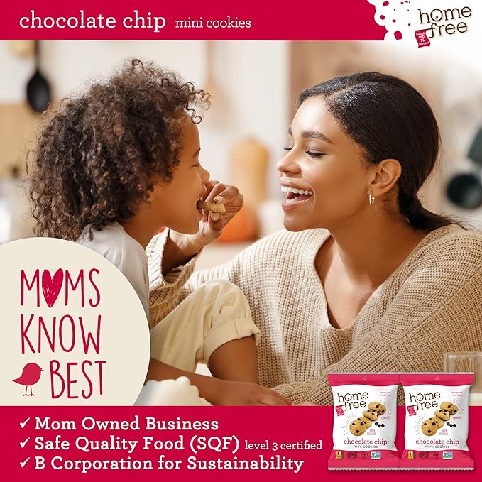 Homefree Treats You Can Trust Gluten Free Mini Cookies, Single Serve, Chocolate Chip, 1.1 Ounce (Pack of 10)