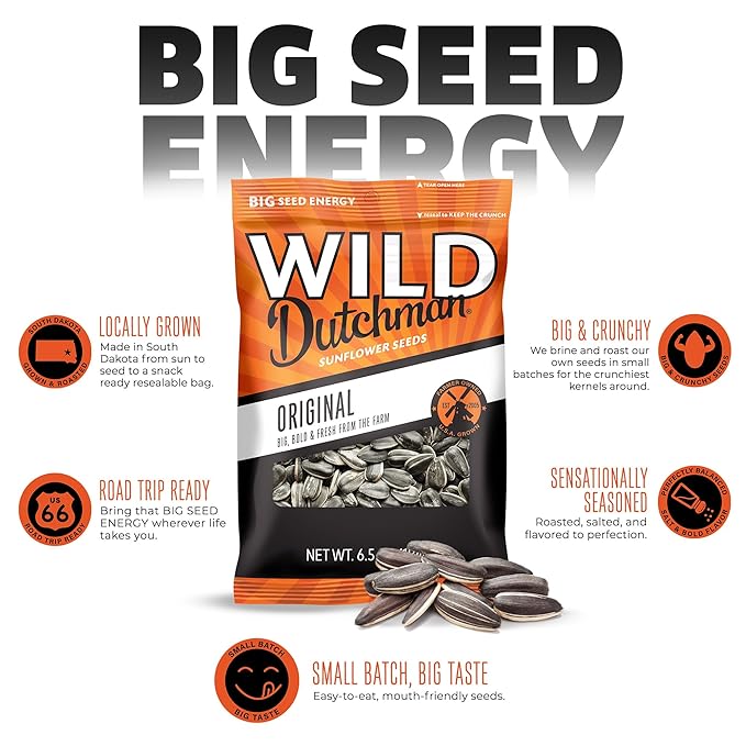 Wild Dutchman, Roasted Sunflower Seeds, Mouth Friendly Recipe for All Day Snacking, Spicy Cheeseburger, 5.5 oz (Pack of 12)
