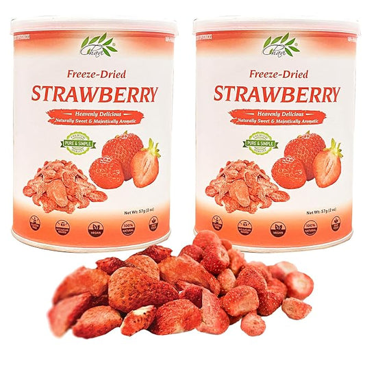 CHAVI Freeze-Dried Strawberry - Pack of 2 x 2 oz - Healthy 1 Ingredient Superfood - No Added Sugars or Preservatives - Non-GMO, Vegan, Gluten-Free | Long Shelf Life | 2 Cans