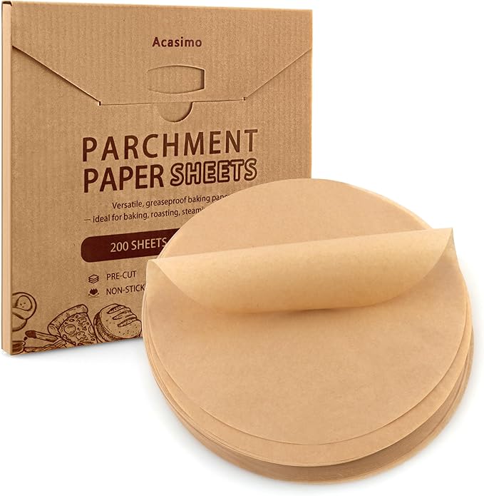 200Pcs Parchment Paper Rounds, 9 Inch Baking Parchment Circles, Precut Baking Sheets Round, Burger Patty Paper Liners for Tortilla Press, Air Fryer, Cake Springform Pizza Pan, Bread Cup Cake Cookie