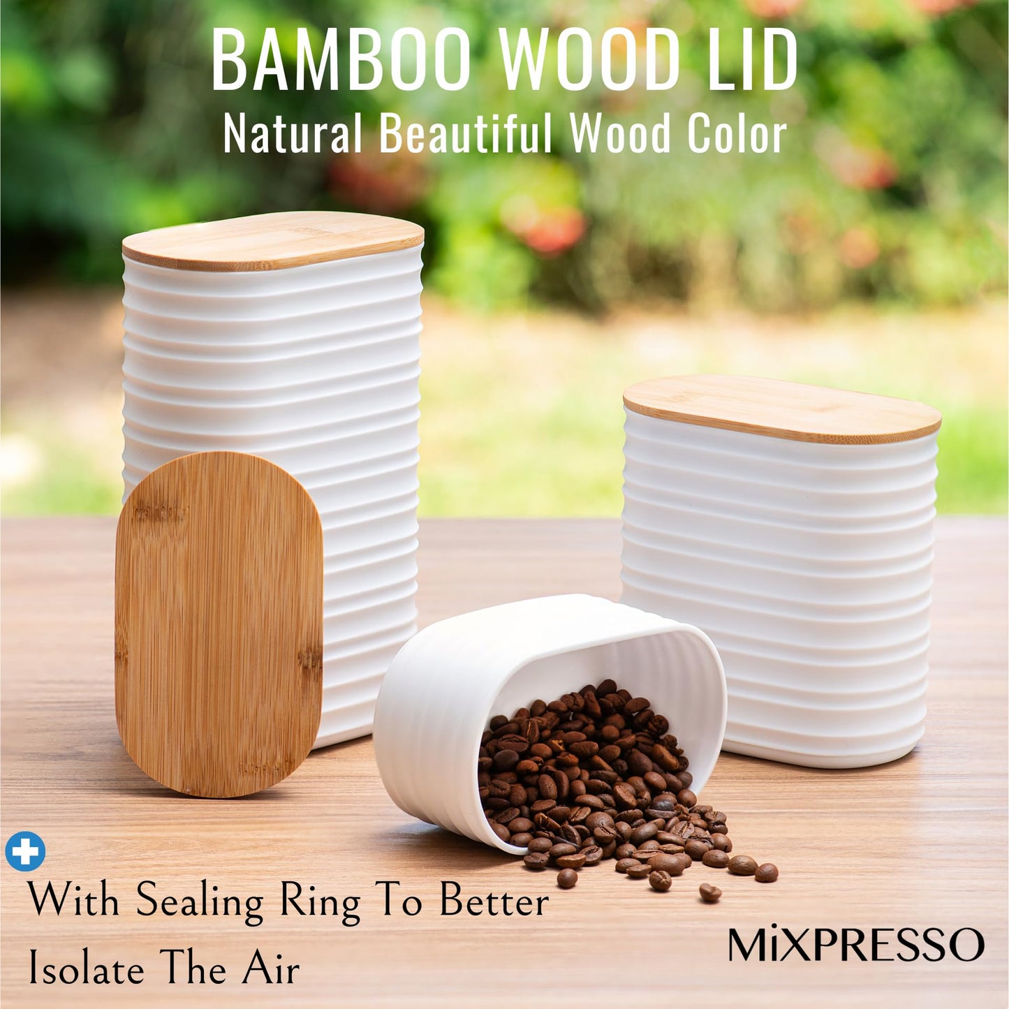 Mixpresso 3 Pcs White Canisters Sets for the Kitchen, Coffee Containers